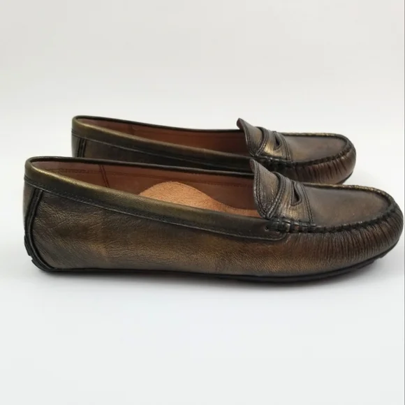 Abeo Shoes Abeo Macee Driving Shoe Loafer In Antique Gold Size